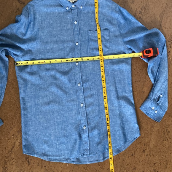 Urbanman linen/rayon casual, chambray, summer, beach, button down shirt! Size M - Picture 10 of 13